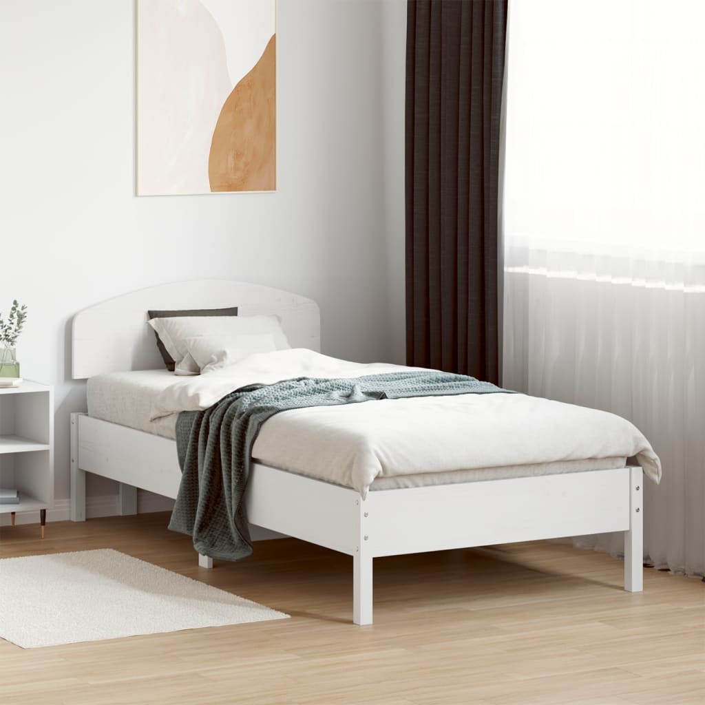 vidaXL Posteľ bez matraca biela 75x190 cm masívna borovica