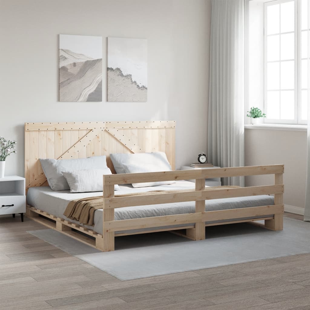 vidaXL Posteľný rám s čelom 200x200 cm masívna borovica