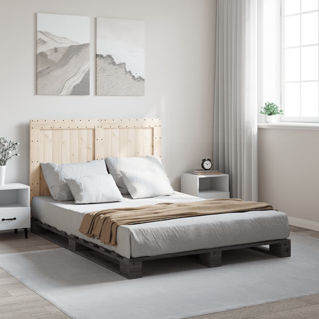 vidaXL Posteľný rám s čelom sivý 140x200 cm borovicový masív