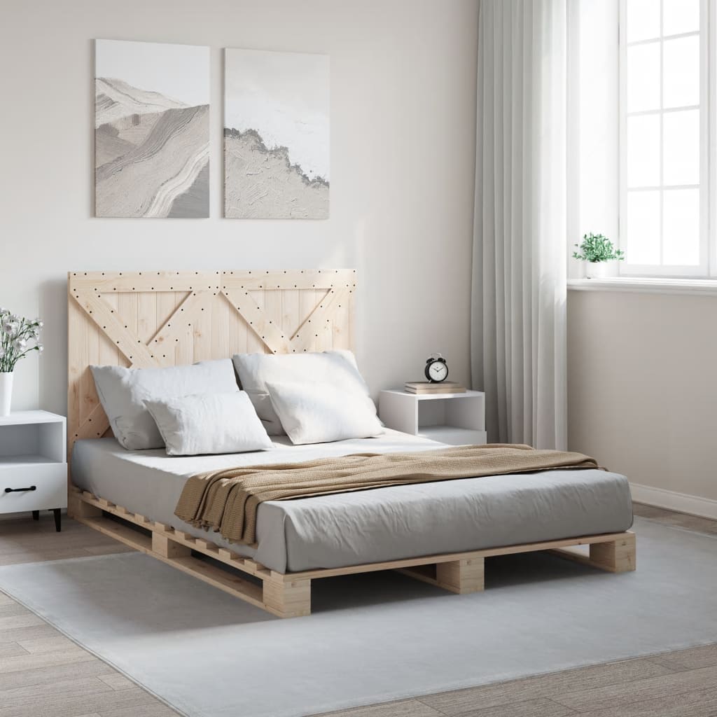 vidaXL Posteľný rám s čelom 160x200 cm borovicový masív
