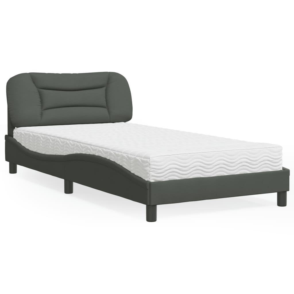 vidaXL Posteľ s matracom tmavosivá 100x200 cm látka