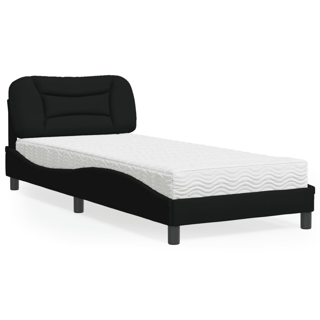 vidaXL Posteľ s matracom čierna 90x200 cm látka