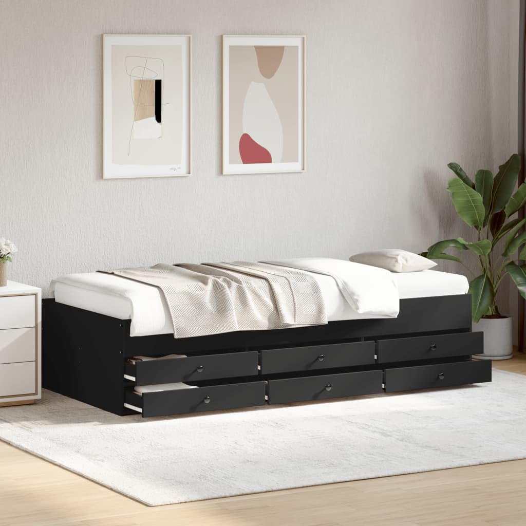 vidaXL Váľanda so zásuvkami bez matraca čierna 90x200 cm