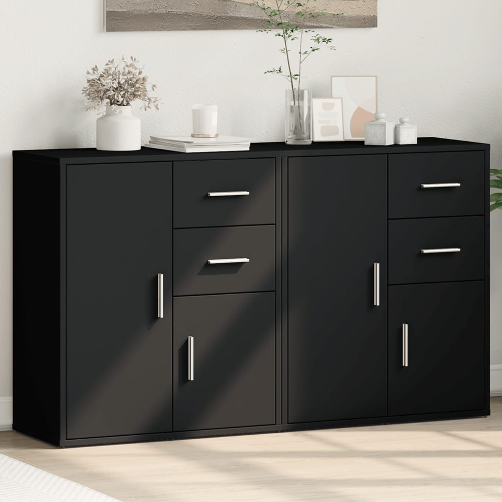 vidaXL Komody 2 ks čierne 60x31x70 cm kompozitné drevo