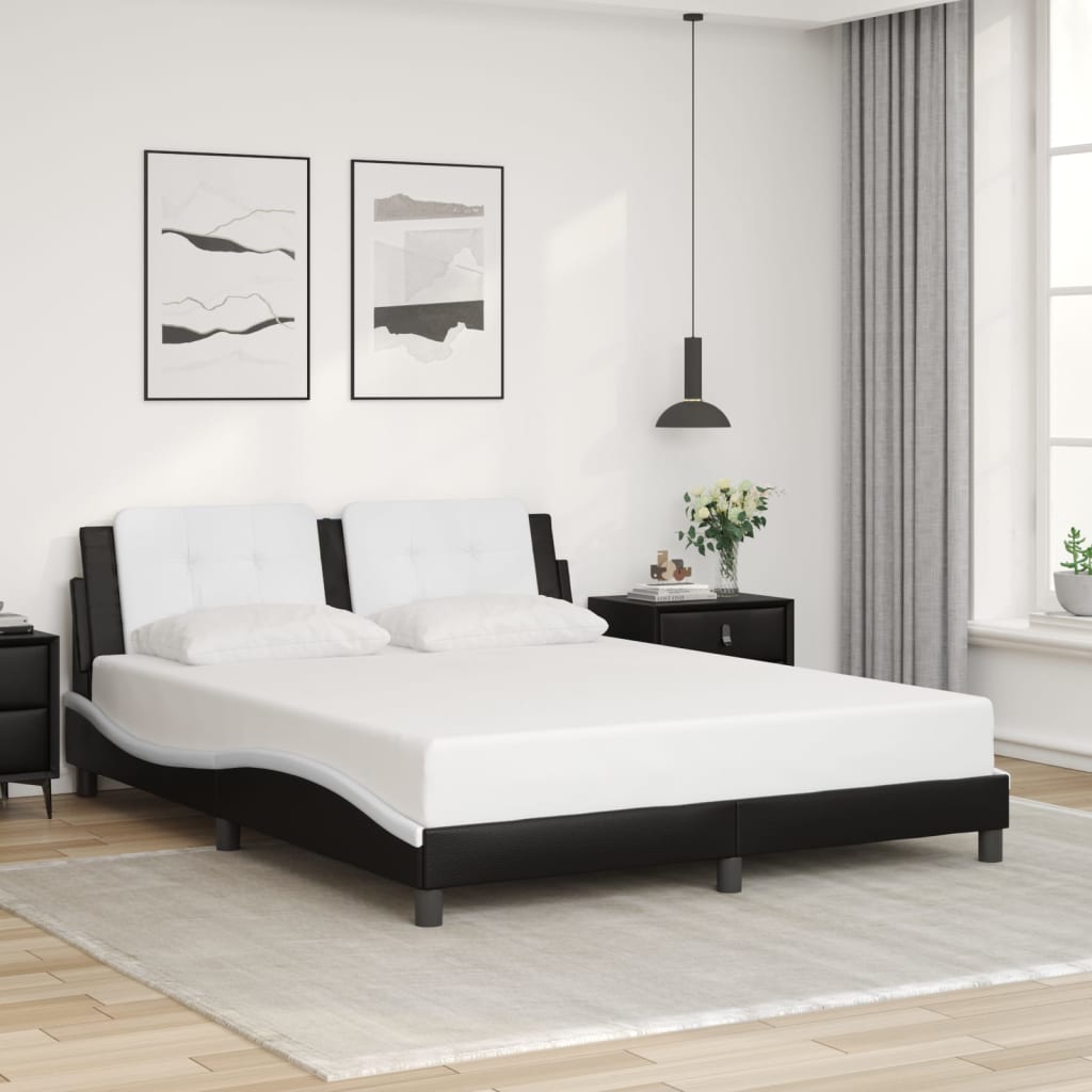 vidaXL Posteľný rám s čelom čierno-biely 160x200 cm umelá koža