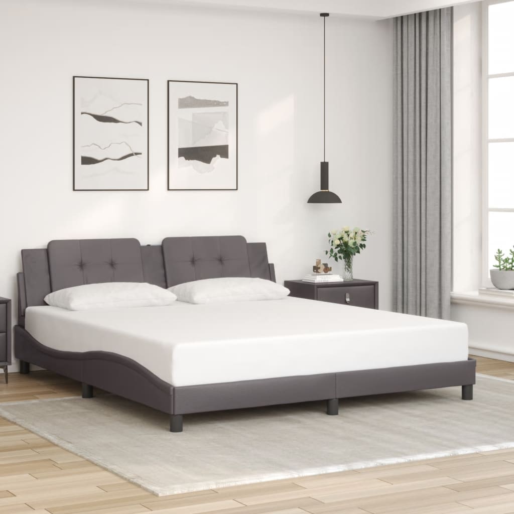 vidaXL Posteľný rám s čelom sivý 180x200 cm umelá koža