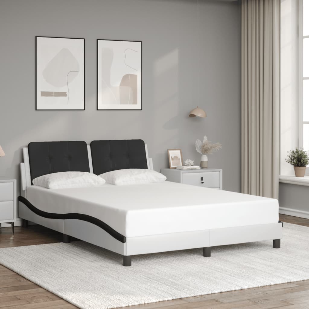 vidaXL Posteľný rám s čelom bielo-čierny 120x200 cm umelá koža