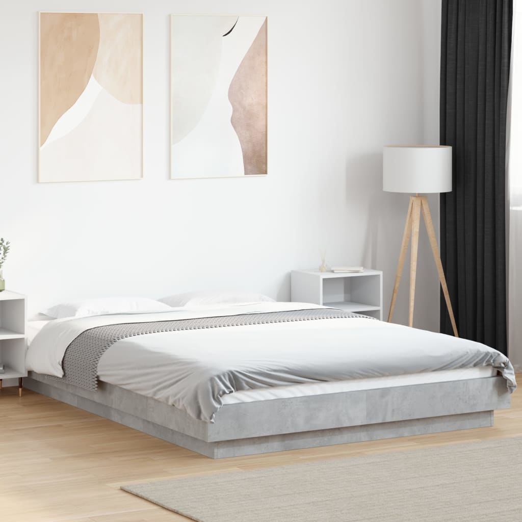 vidaXL Posteľný rám betónový sivý 140x200 cm kompozitné drevo