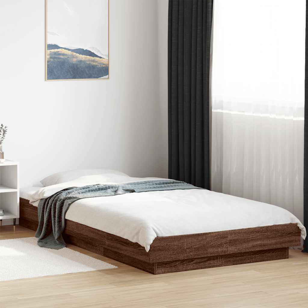 vidaXL Posteľný rám hnedý dub 100x200 cm kompozitné masív