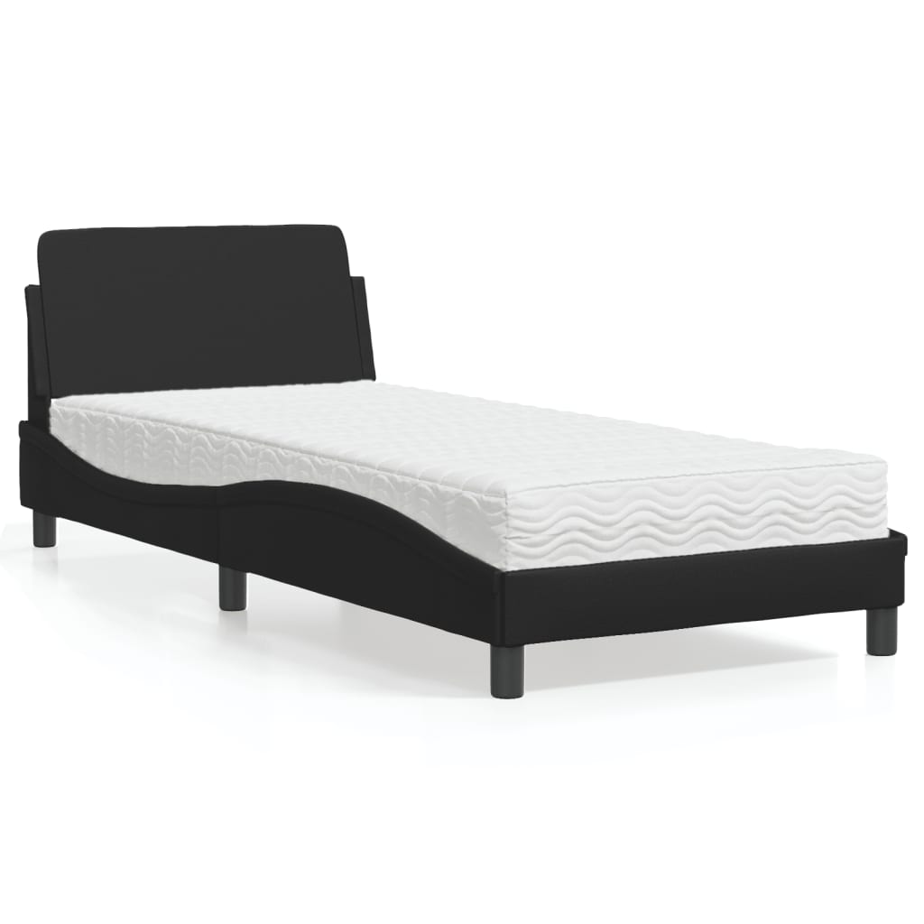 vidaXL Posteľ s matracom čierna 80x200 cm umelá koža