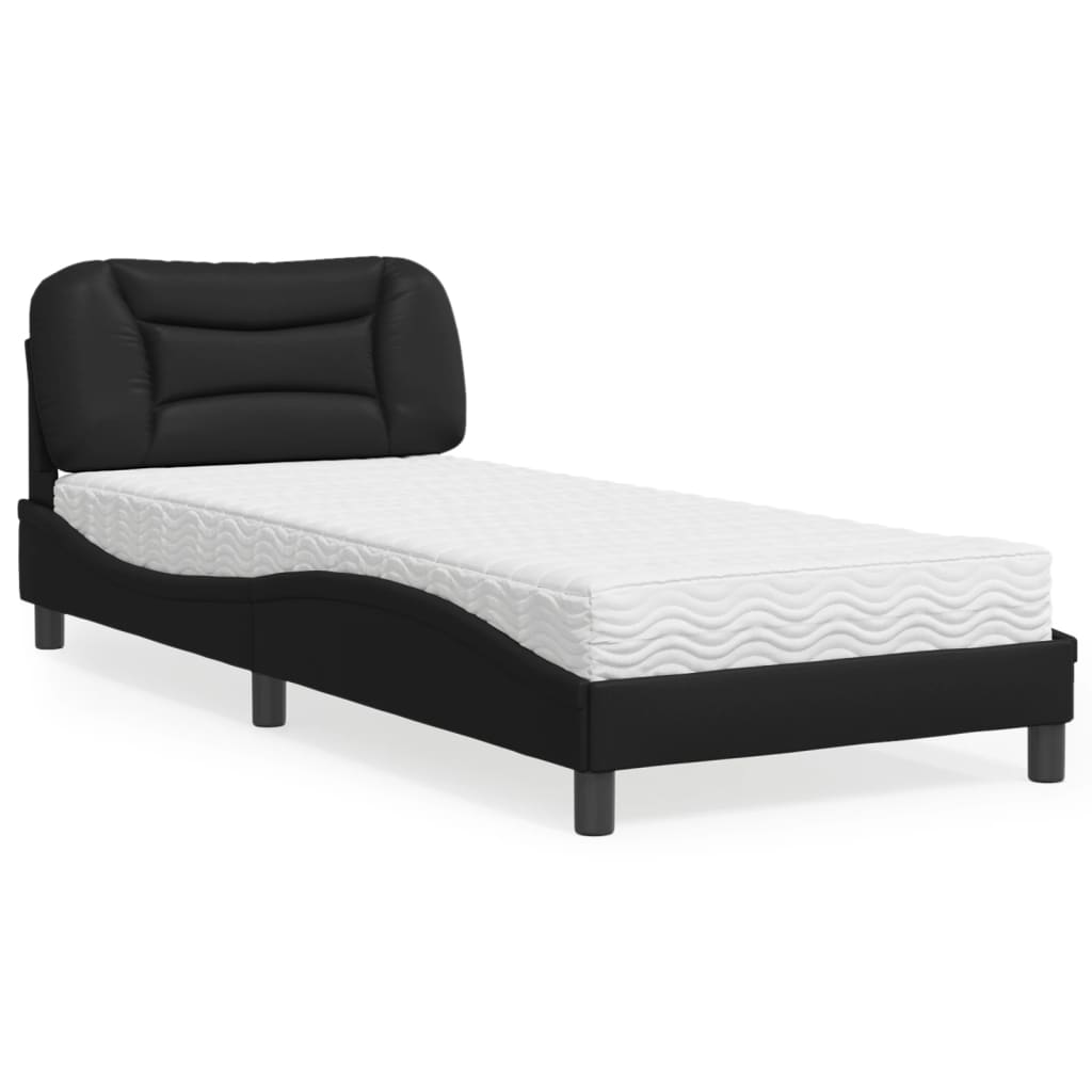 vidaXL Posteľ s matracom čierna 80x200 cm umelá koža