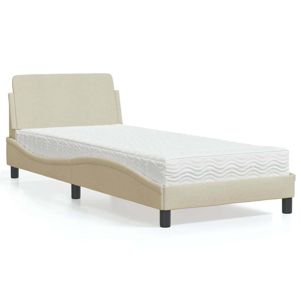 vidaXL Posteľ s matracom krémová 80x200 cm látka