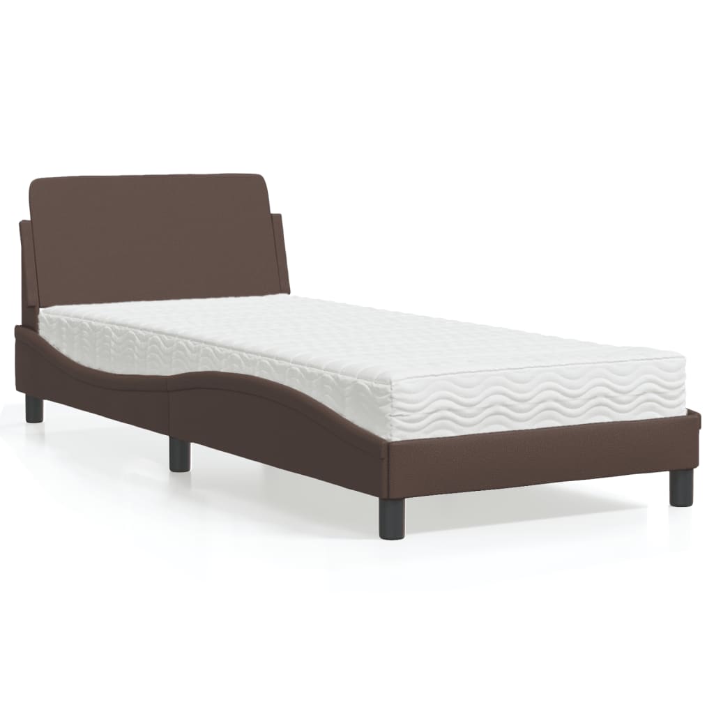 vidaXL Posteľ s matracom hnedá 90x200 cm umelá koža
