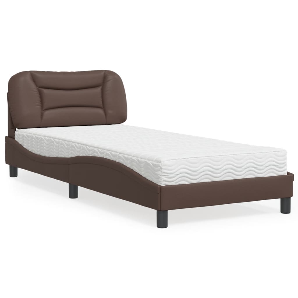 vidaXL Posteľ s matracom hnedá 90x200 cm umelá koža