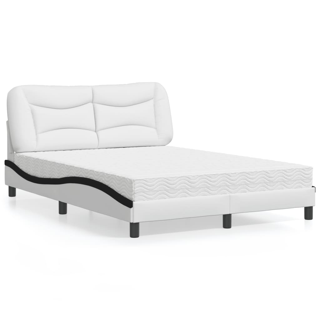 vidaXL Posteľ s matracom bielo-čierna 120x200 cm umelá koža