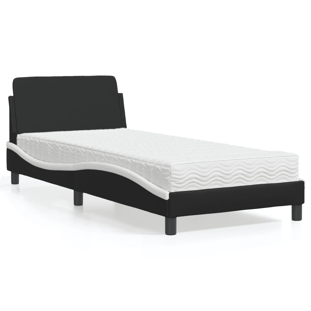 vidaXL Posteľ s matracom čierno-biela 80x200 cm umelá koža
