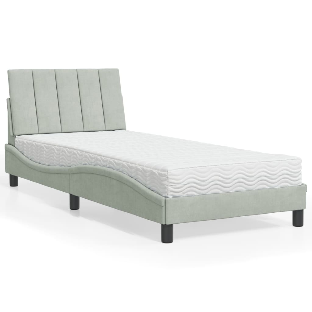 vidaXL Posteľný rám s matracom bledosivý 80x200 cm zamat