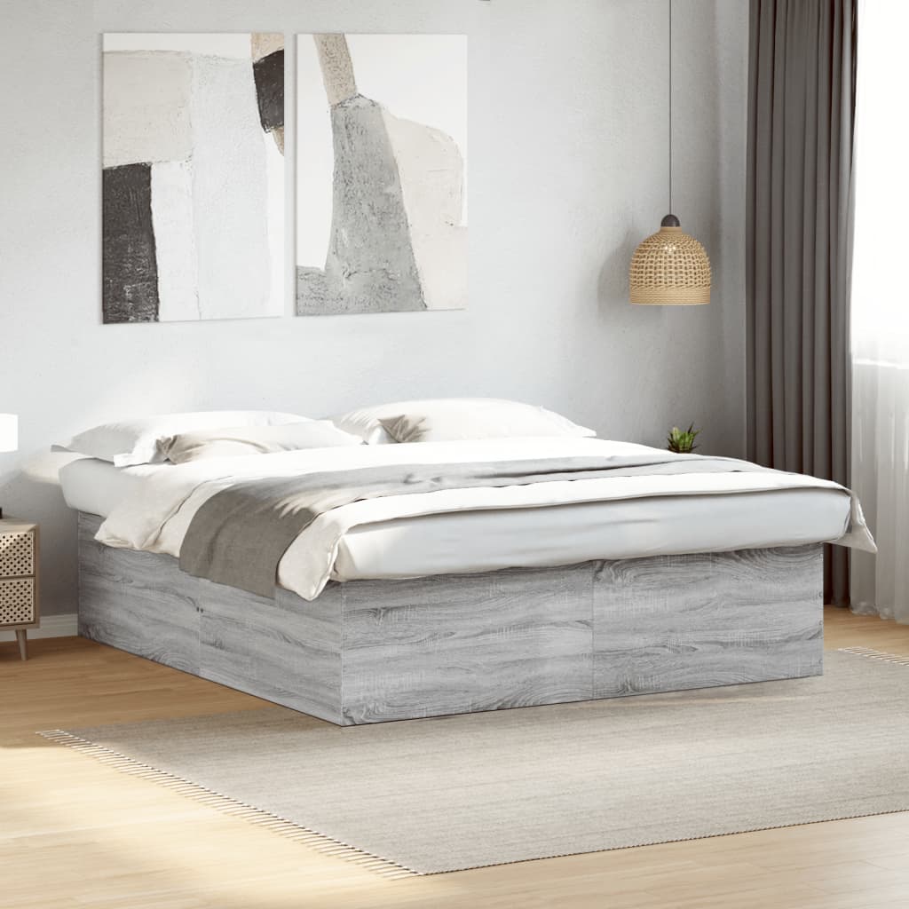 vidaXL Posteľný rám sivý dub sonoma 200x200 cm kompozitné drevo