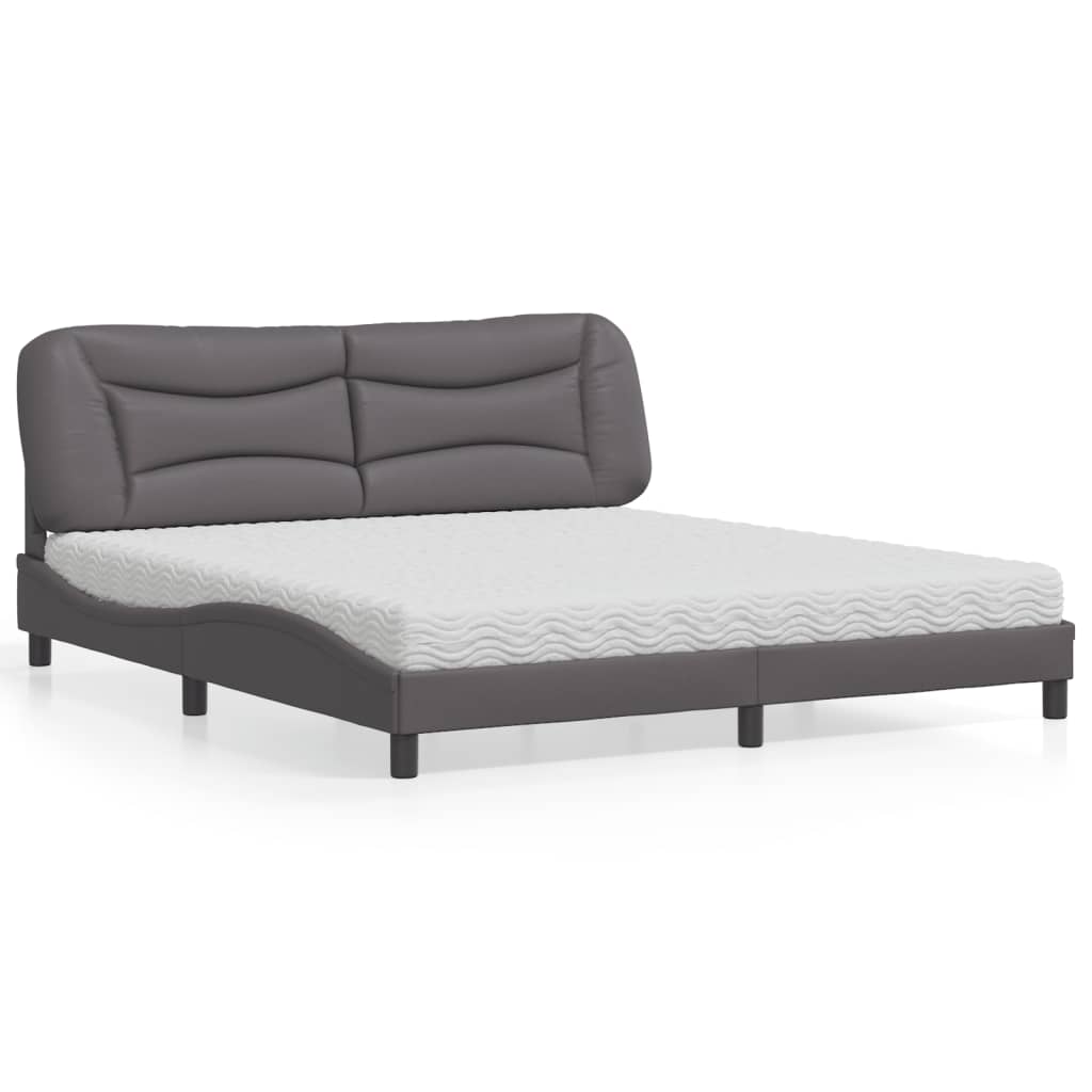 vidaXL Posteľ s matracom sivá 180x200 cm umelá koža