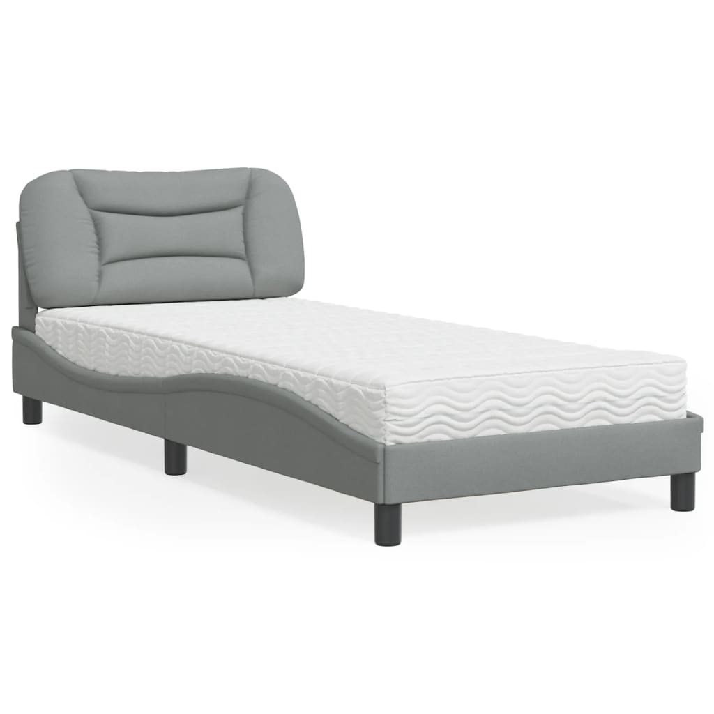 vidaXL Posteľ s matracom bledosivá 90x190 cm látka
