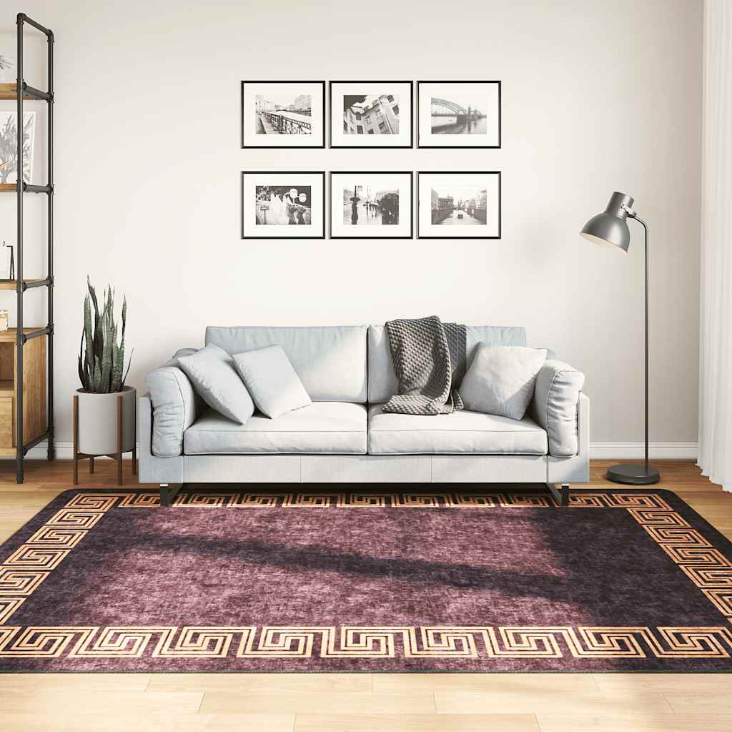 vidaXL Prateľný koberec 160x230 cm čierno-zlatý protišmykový