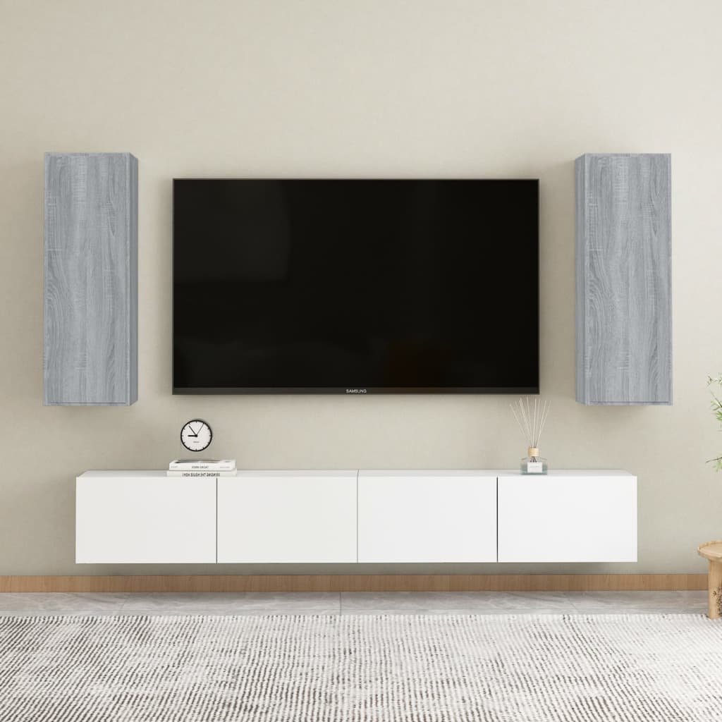 vidaXL TV skrinky 2 ks sivé sonoma 30,5x30x90 cm spracované drevo