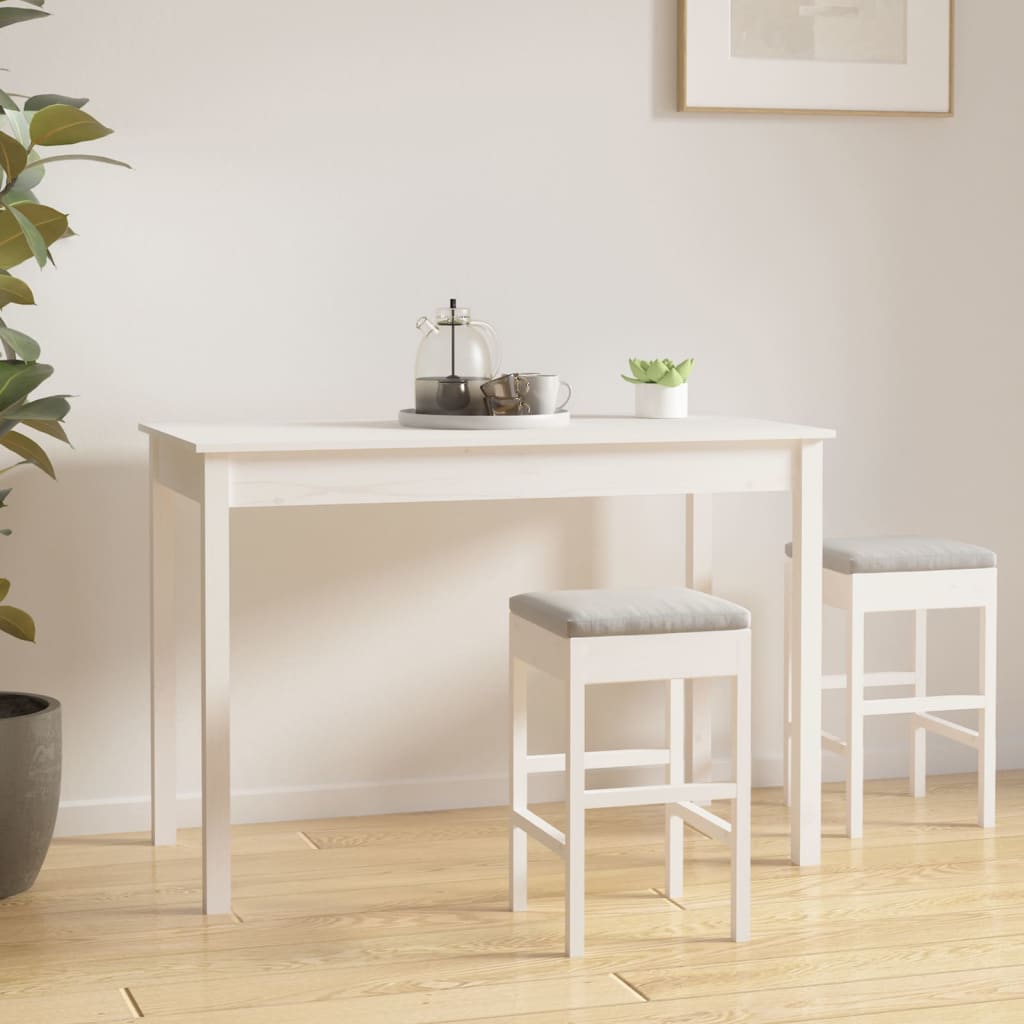 vidaXL Jedálenský stolík biely 110x55x75 cm borovicový masív