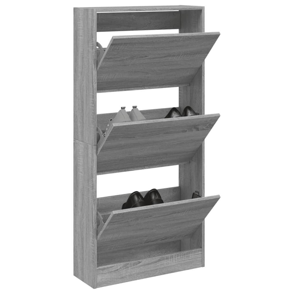 vidaXL Botník sivý dub sonoma 60x21x125,5 cm spracované drevo