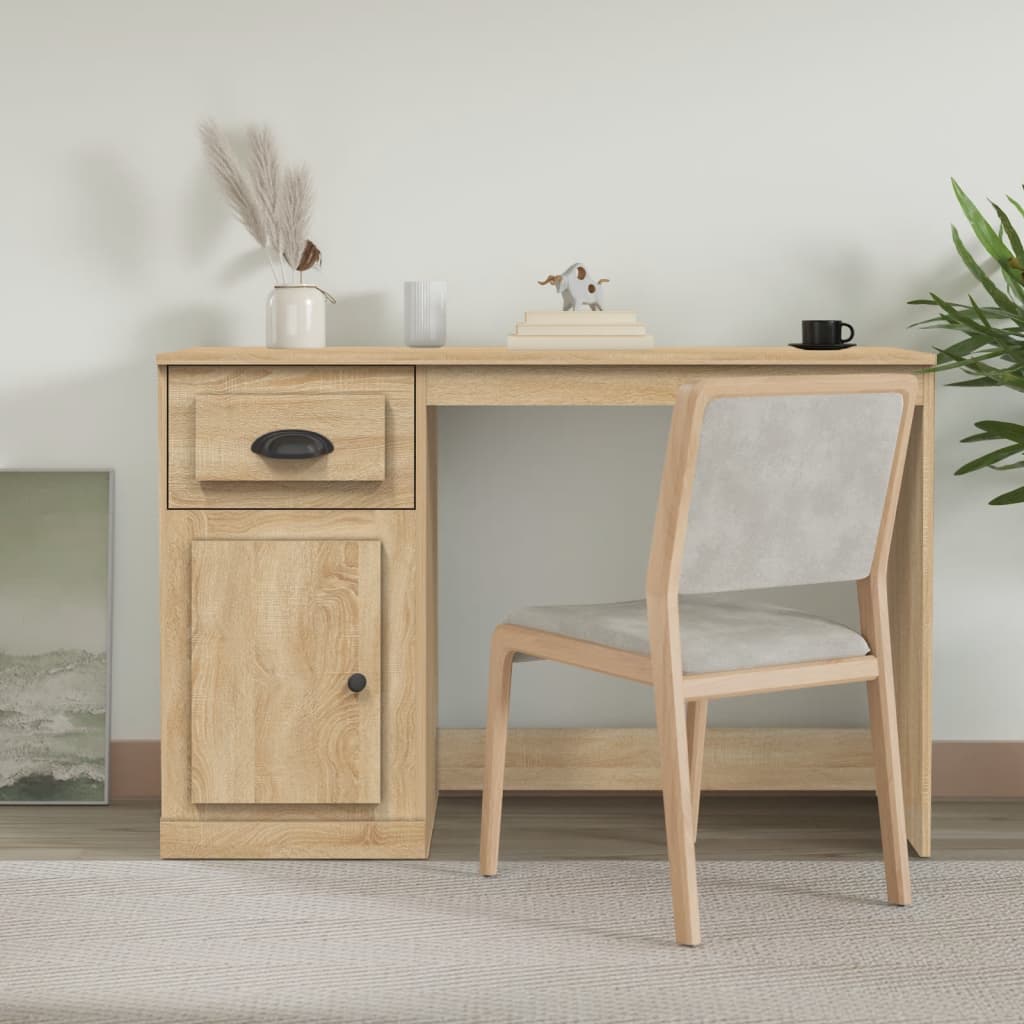 vidaXL Stolík so zásuvkami dub sonoma 115x50x75 cm kompozitné drevo