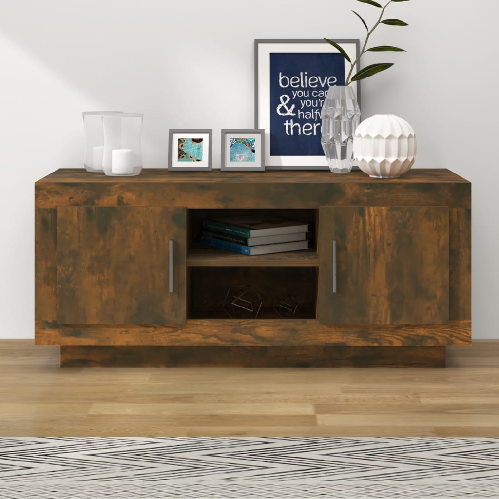 vidaXL TV skrinka dymový dub 102x35x45 cm kompozitné drevo