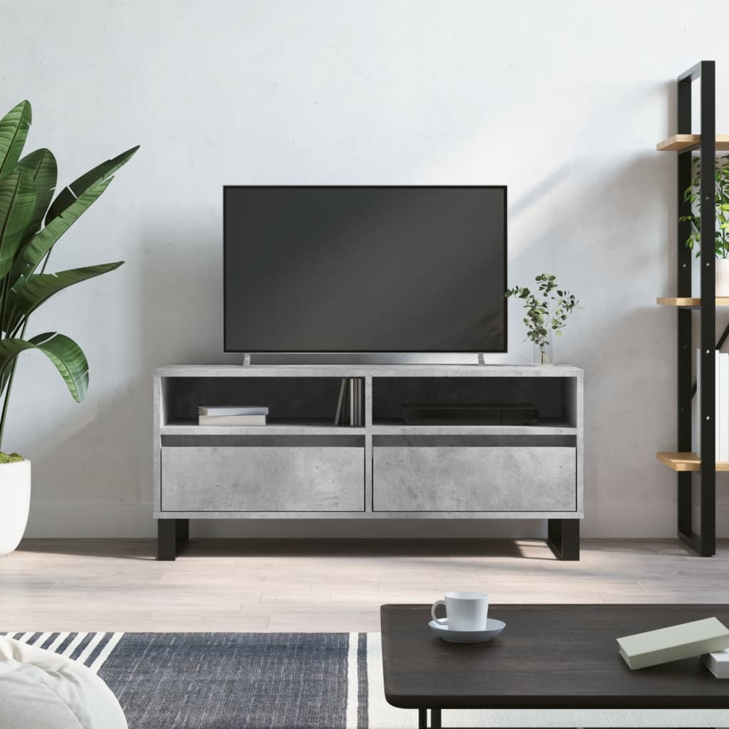 vidaXL TV skrinka betónová sivá 100x34,5x44,5 cm spracované drevo
