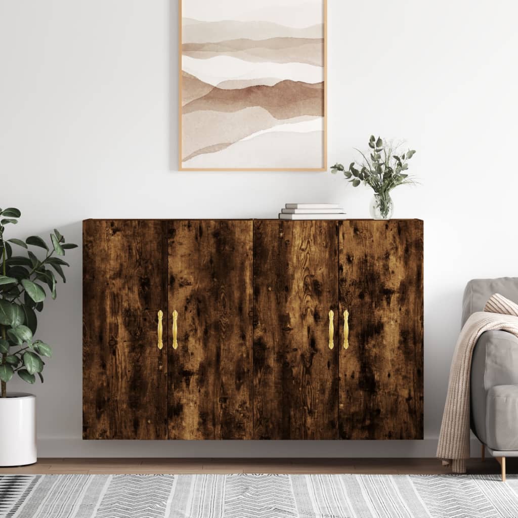 vidaXL Nástenné skrinky 2 ks dymový dub 69,5x34x90 cm