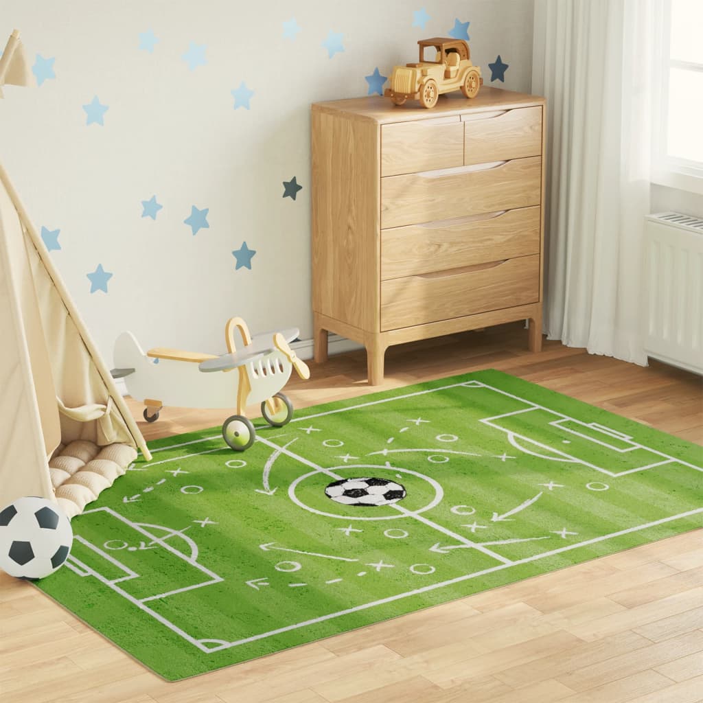 vidaXL Detský koberec zelený 160x230 cm futbal umývateľný protišmykový