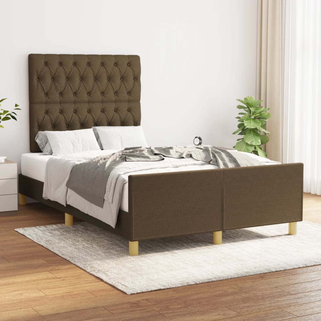 vidaXL Posteľ bez matraca tmavohnedá 120x200 cm látka