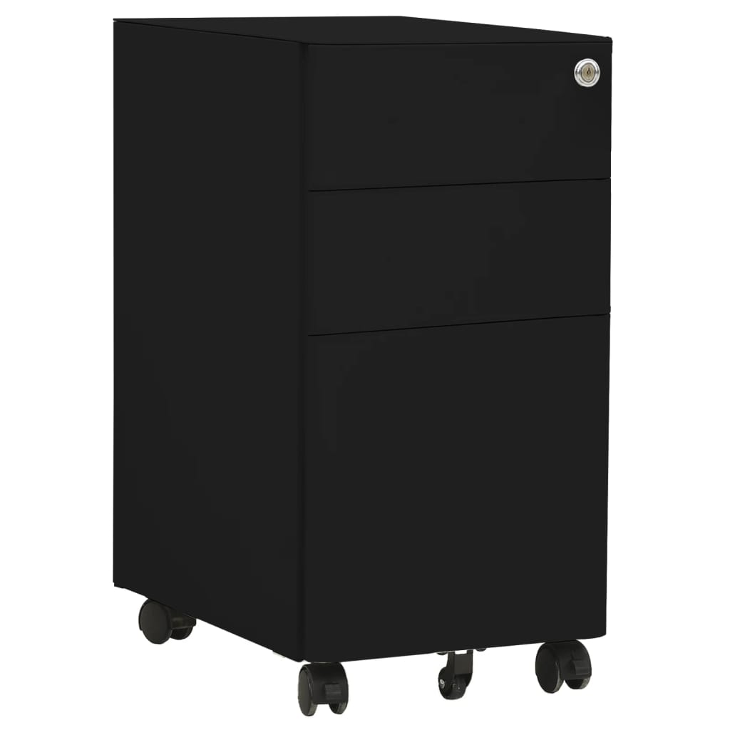 vidaXL Mobilná kartotéka čierna 30x45x59 cm oceľ