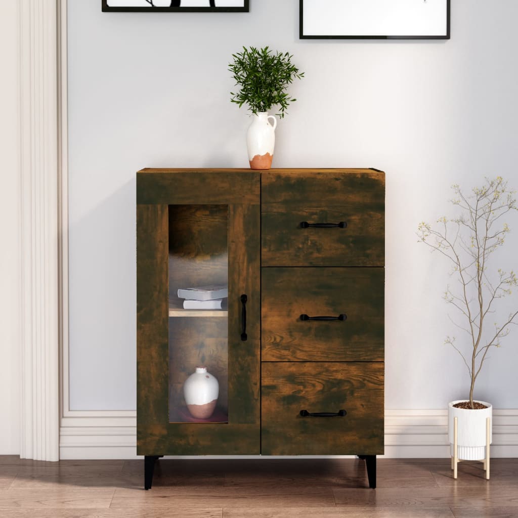 vidaXL Komoda dymový dub 69,5x34x90 cm kompozitné drevo