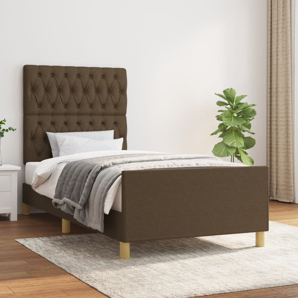 vidaXL Posteľ bez matraca tmavohnedá 100x200 cm látka