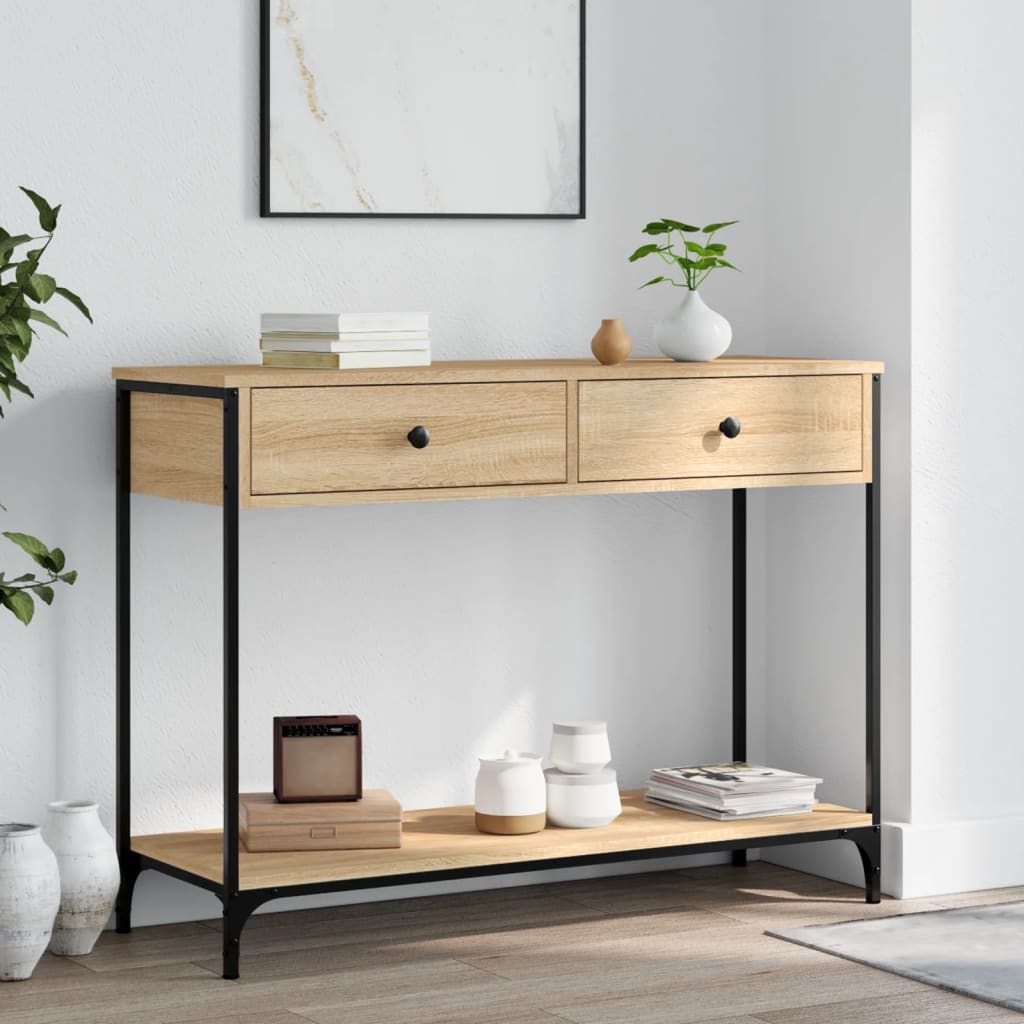 vidaXL Konzolový stolík dub sonoma 100x34,5x75 cm kompozitné drevo
