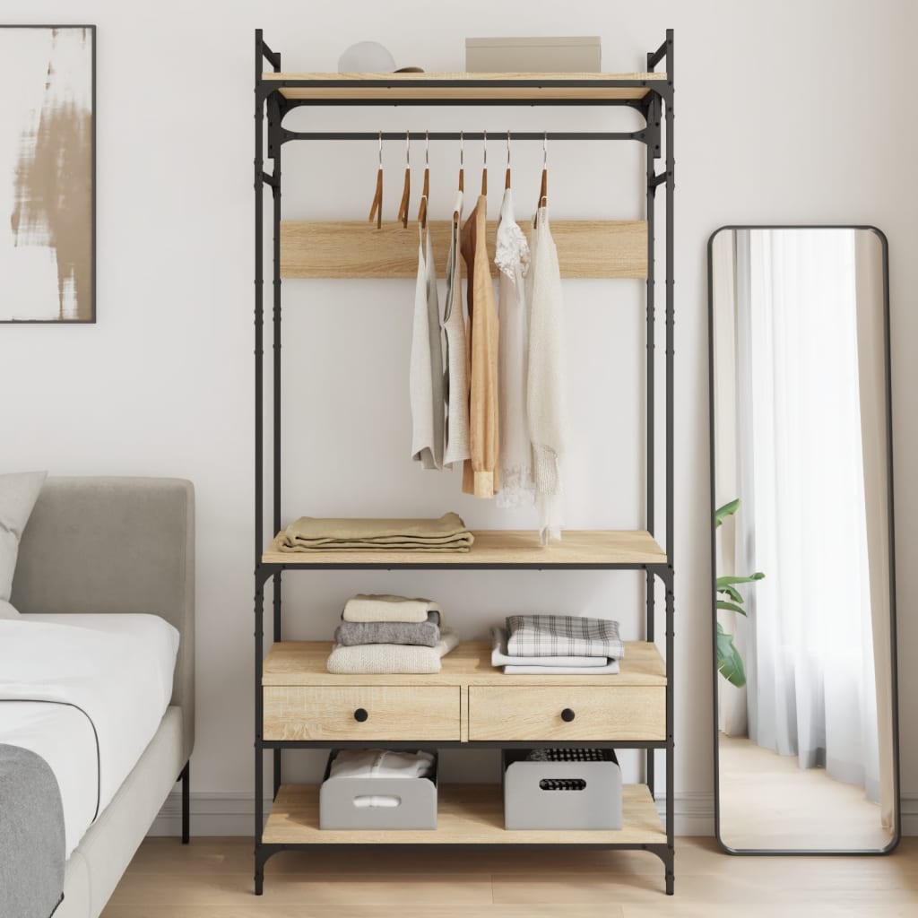 vidaXL Šatník so zásuvkami dub sonoma 89x39x184,5 cm kompozitné drevo