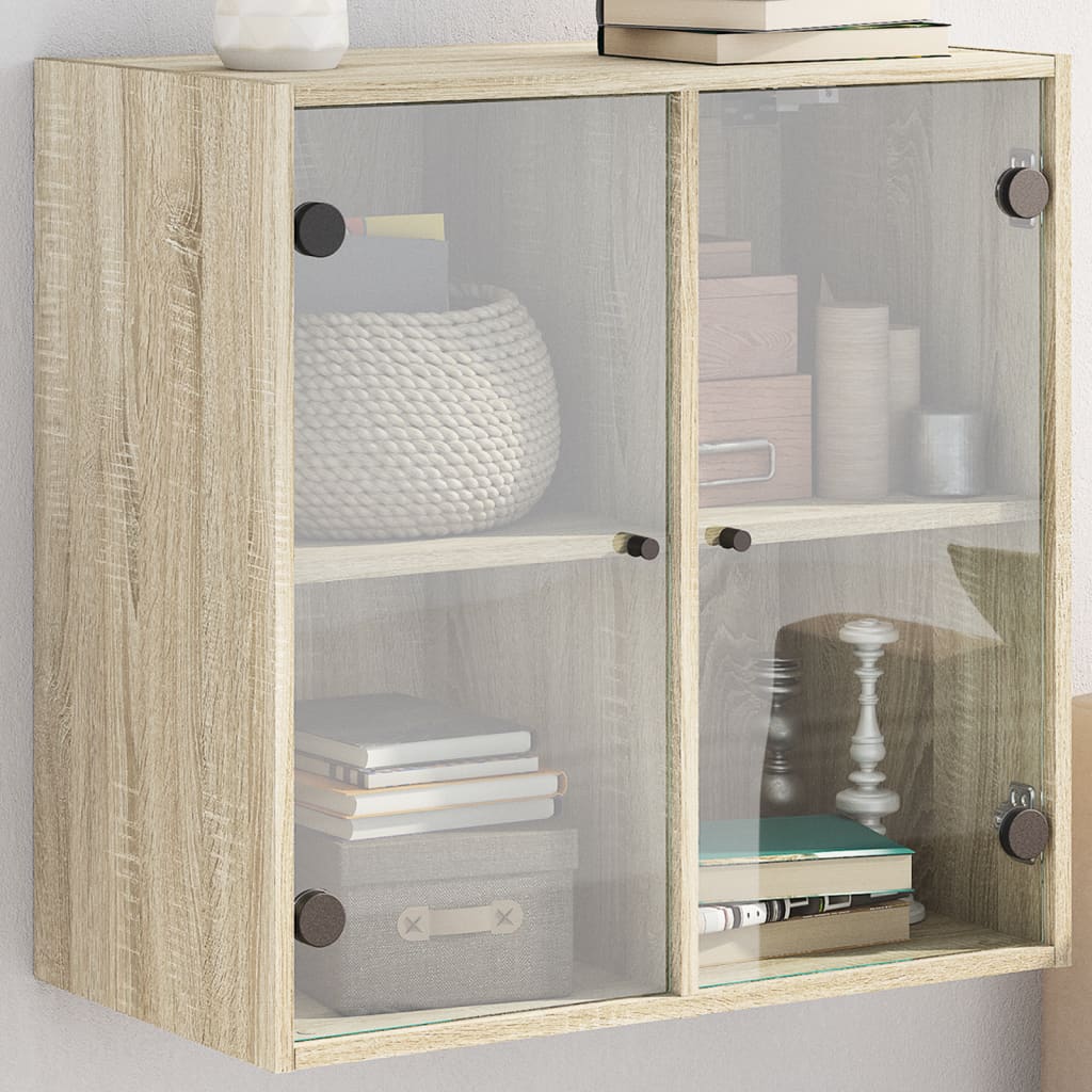 vidaXL Bočná skrinka so sklenenými dvierkami dub sonoma 68x37x68,5 cm