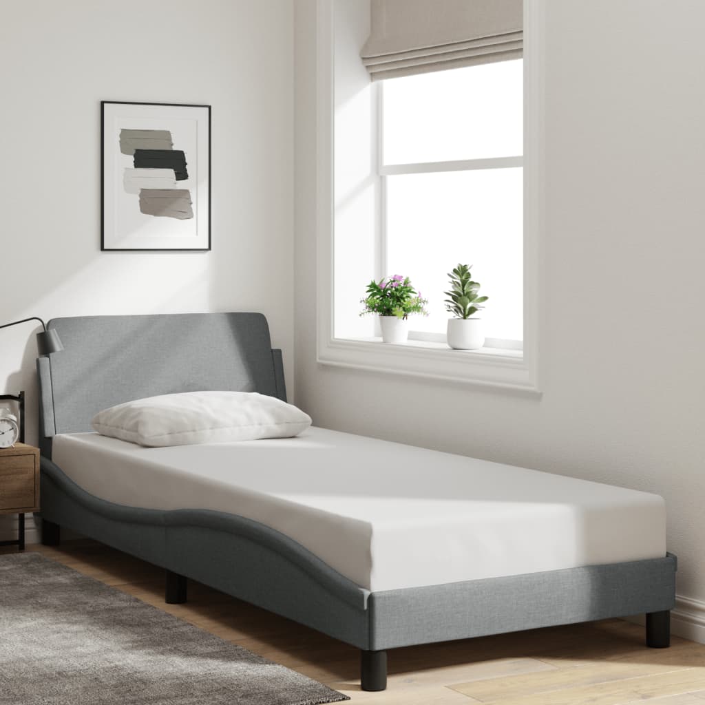 vidaXL Posteľ bez matraca bledosivý 90x200 cm látka