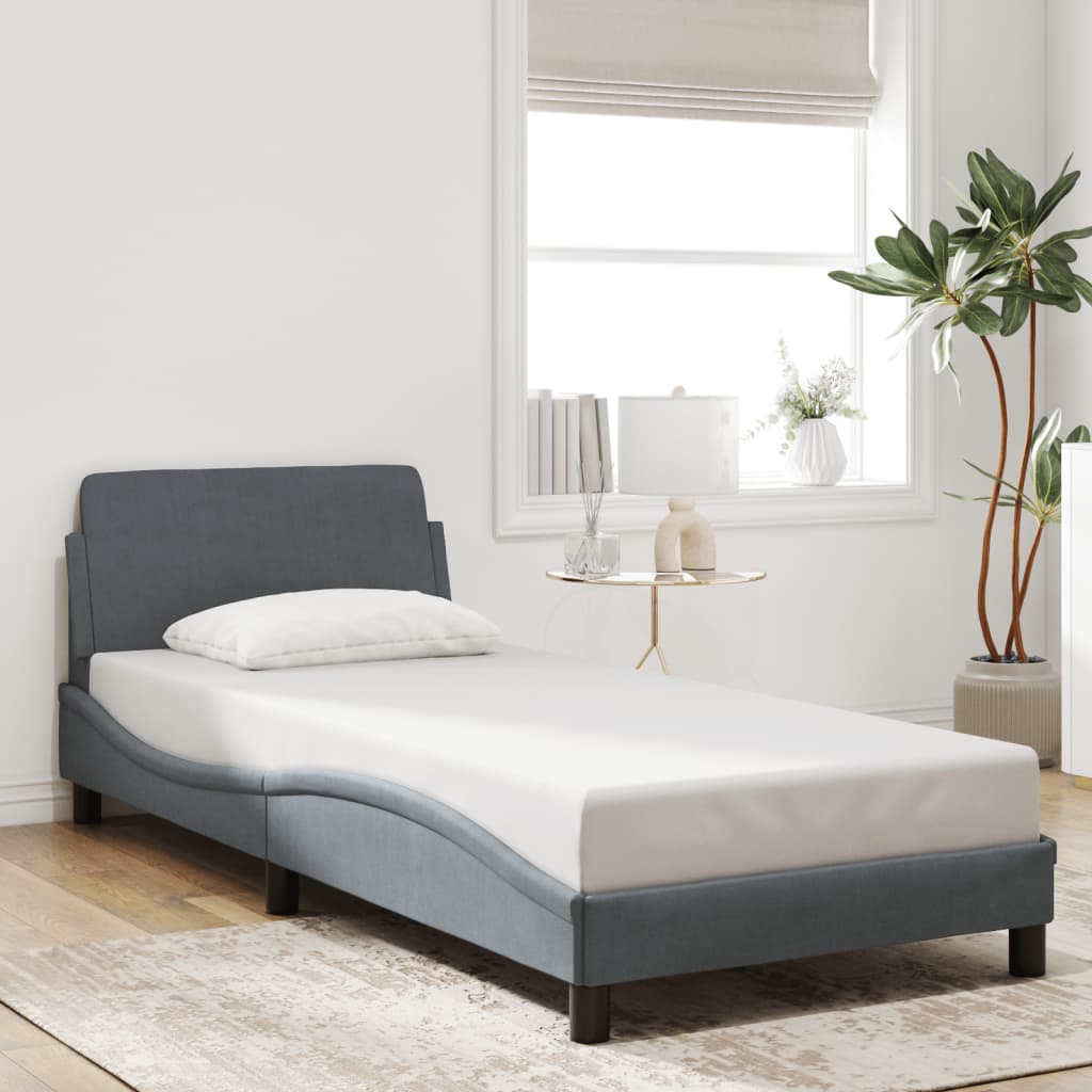 vidaXL Posteľ bez matraca tmavosivá 80x200 cm zamat