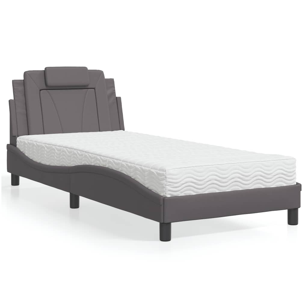 vidaXL Posteľ s matracom sivá 80x200 cm umelá koža