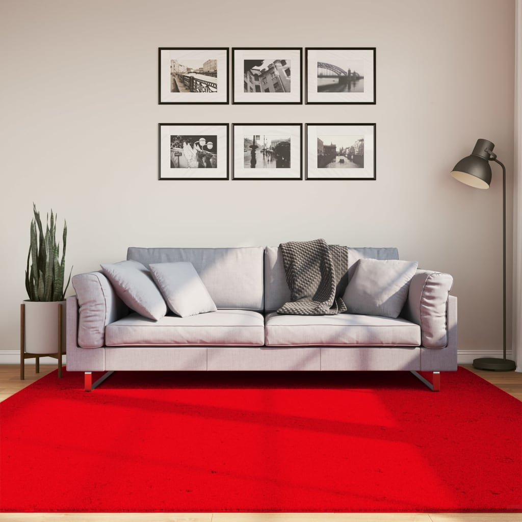 vidaXL Koberec HUARTE s krátkym vlakom umývateľný červený 200x200 cm