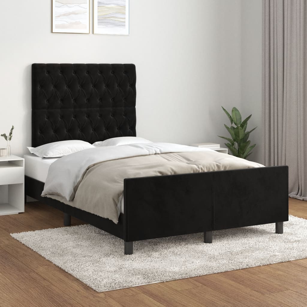 vidaXL Posteľ bez matracom čierna 120x190 cm zamat