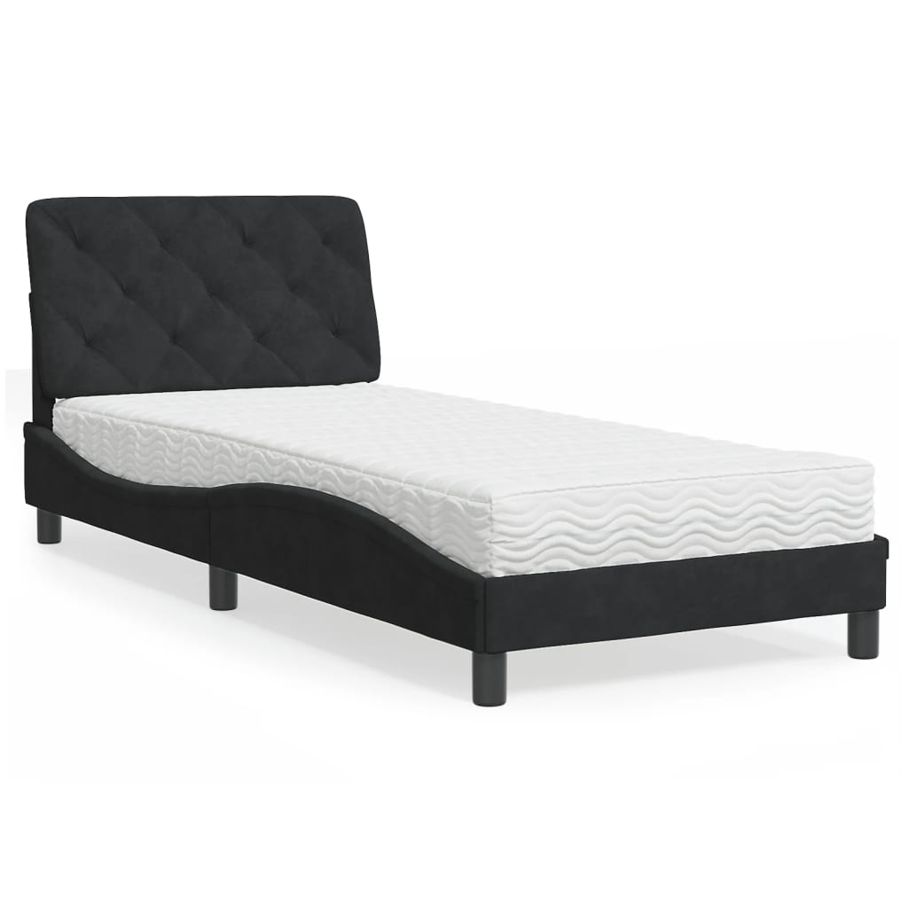 vidaXL Posteľný rám s matracom čierny 80x200 cm zamat