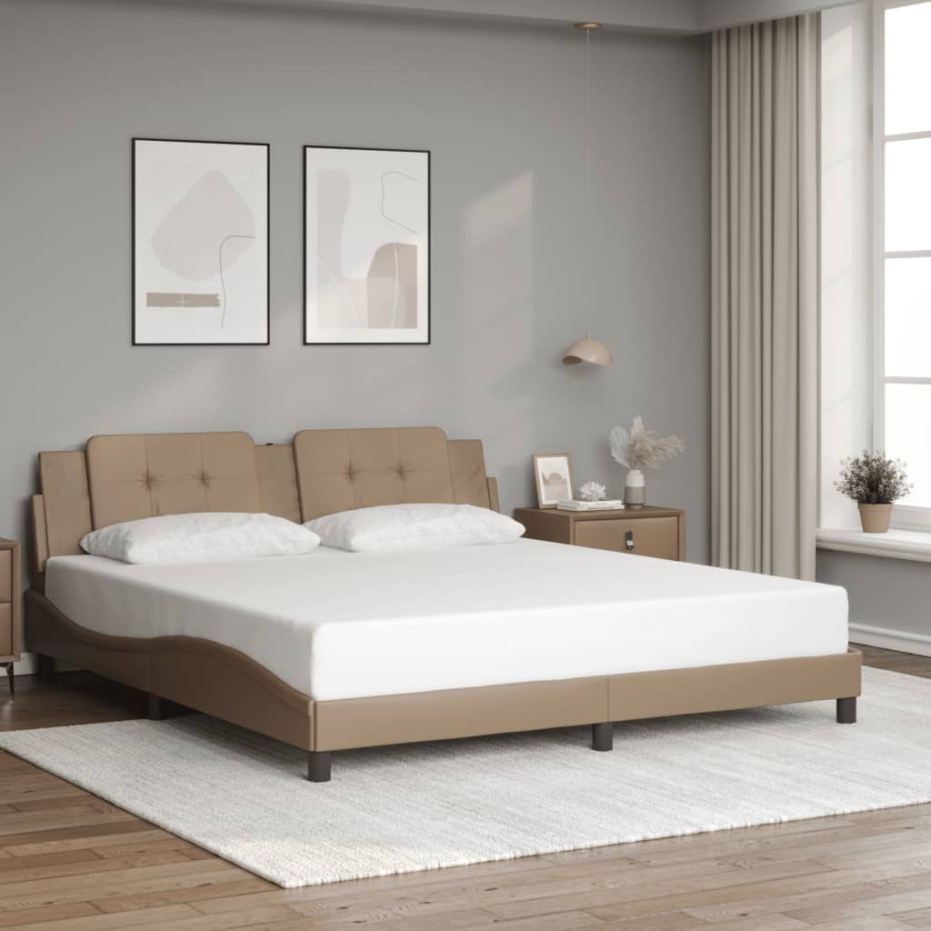 vidaXL Posteľný rám s čelom kapučínový 180x200 cm umelá koža