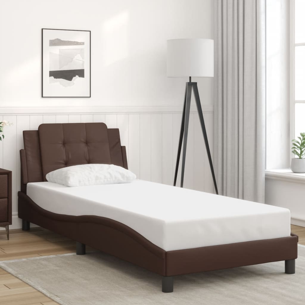 vidaXL Posteľný rám s čelom hnedý 90x190 cm umelá koža