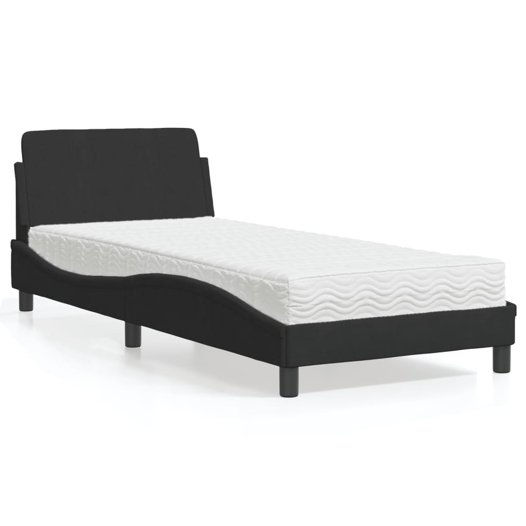 vidaXL Posteľný rám s matracom čierny 90x200 cm zamat