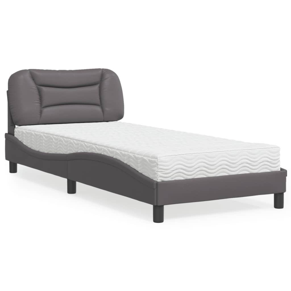 vidaXL Posteľ s matracom sivá 80x200 cm umelá koža